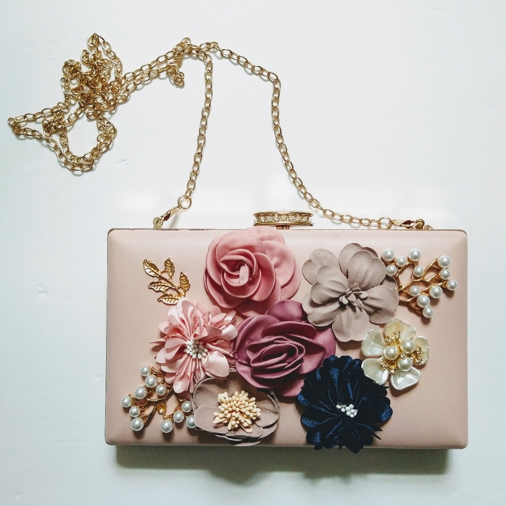 Pink flower clutch